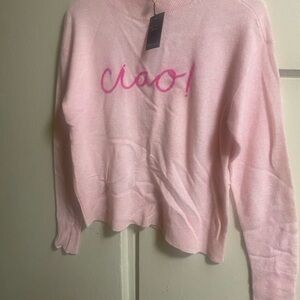 Charter Club Pink Sweater with 'Ciao!' Design